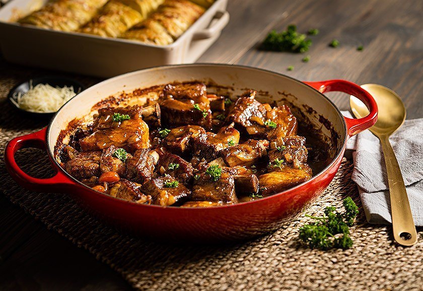 Beef short rib with sweet potato bake