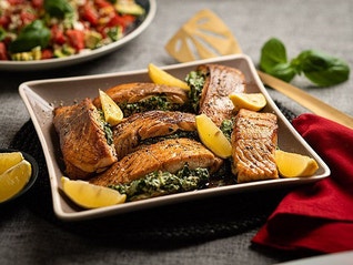 Creamy Spinach Stuffed Salmon