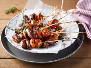 Marinated Mushroom, Boerewors & Apricot Sticks