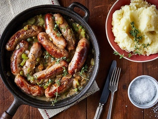 Mushroom Pork Bangers & Creamy Mash